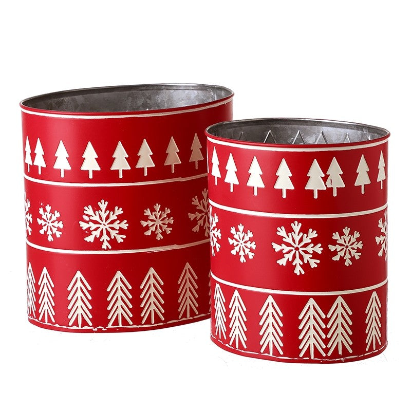 Heaven Sends Red Metal Buckets With Snowflake Set | MOU106