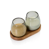Ad Hoc Yuna Glass Milk & Sugar Set With Wooden Tray | MZ02