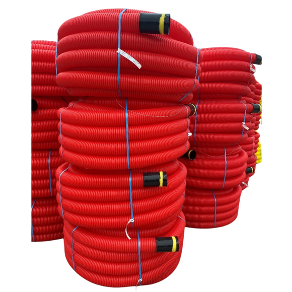 110mm x 50m Twinwall Ducting Coil Red | DJ0534