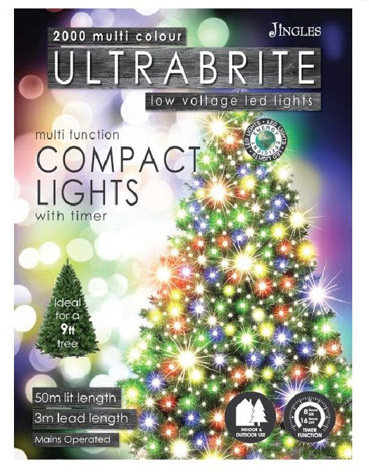 Jingles 2000 Multi Colour LED Ultra Brite Compact Lights with Timer│WOO-2645