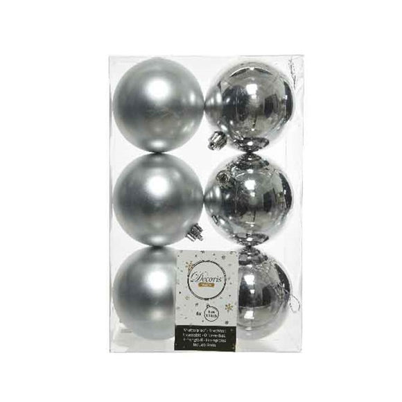 8cm Silver Shatterproof Baubles│022051K