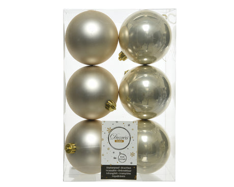 8cm Shatterproof Shiny-Matt Christmas Baubles