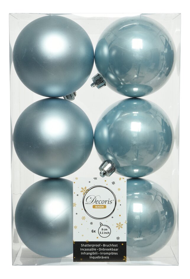8cm Shatterproof Shiny-Matt Christmas Baubles