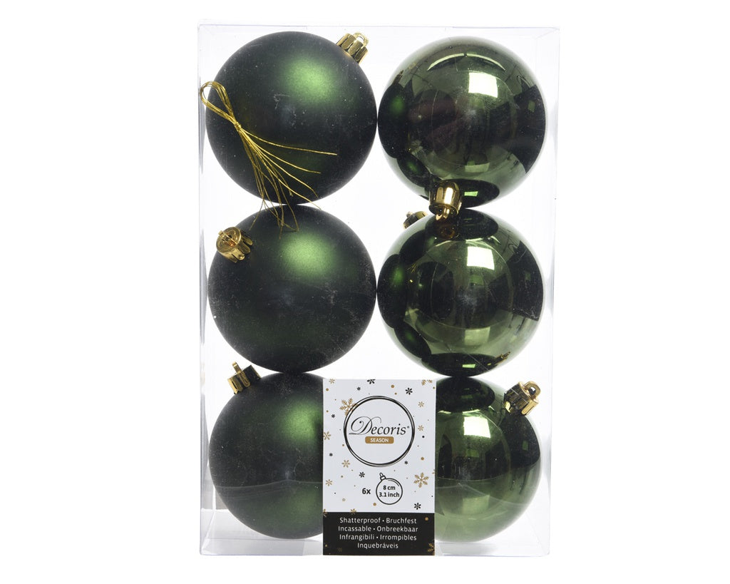 8cm Shatterproof Shiny-Matt Christmas Baubles