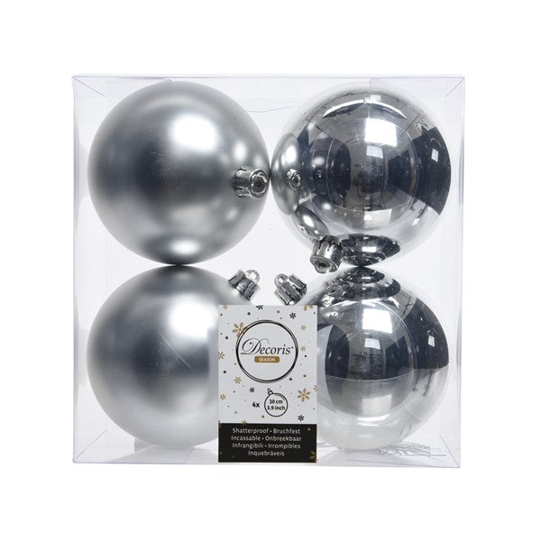 10cm Silver Shatterproof Baubles│022166K