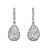 Tipperary Crystal Silver  Pear Shape Earrings White | 107144