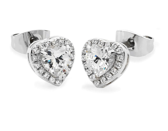 Tipperary Crystal Diamante Heart Earrings Silver│109902