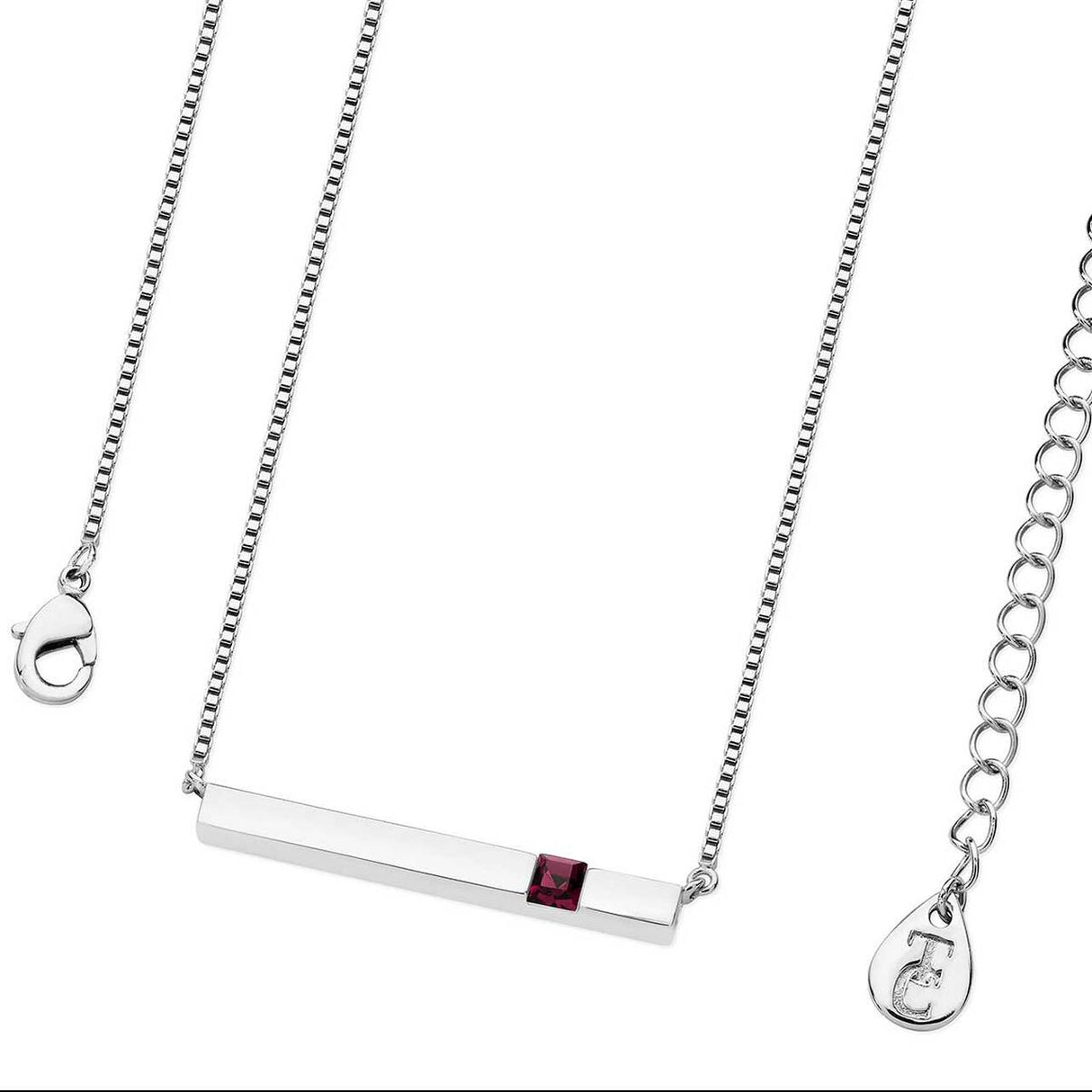 Tipperary Crystal Silver Bar Birthstone Pendant Amethyst Crystal-February│126152