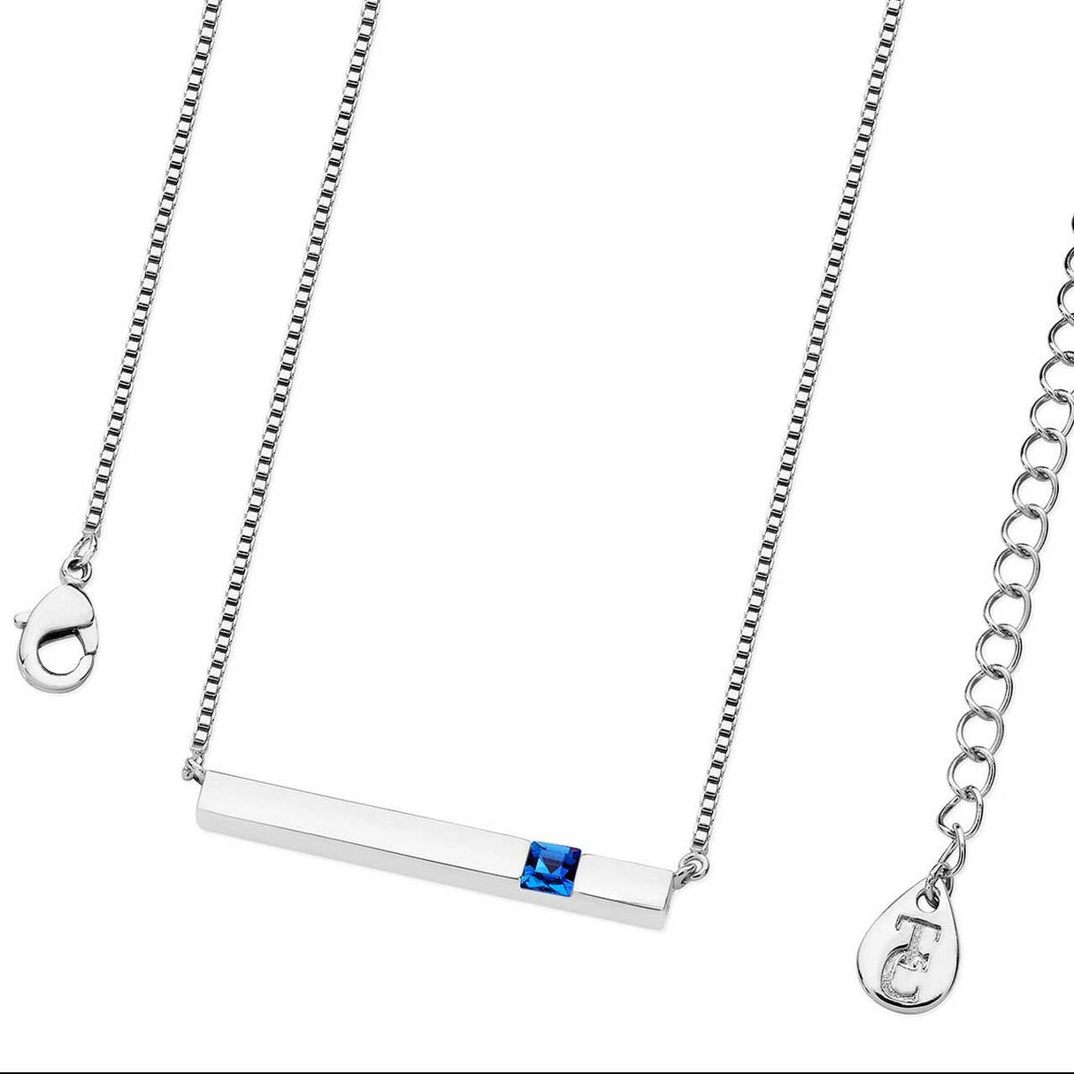 Tipperary Crystal Silver Bar Birthstone Pendant Sapphire Crystal-September│126220