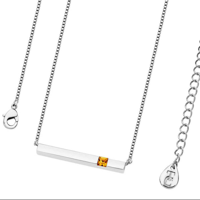 Tipperary Crystal Silver Bar Birthstone Pendant Citrine Crystal-November│126244