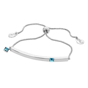 Tipperary Crystal Silver Bar Birthstone Bracelet Aquamarine Crystal-March│126404