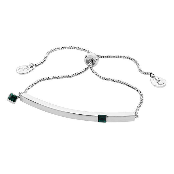 Tipperary Crystal Silver Bar Birthstone Bracelet Emerald Crystal-May│126428