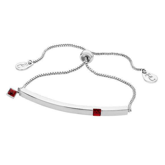 Tipperary Crystal Silver Bar Birthstone Bracelet Ruby Crystal-July│126442