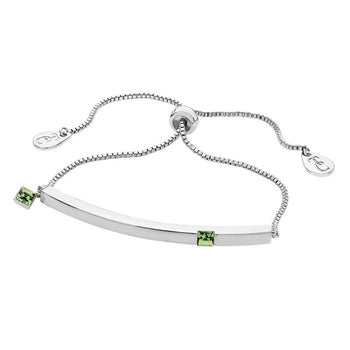 Tipperary Crystal Silver Bar Birthstone Bracelet Peridot Crystal-August│126459