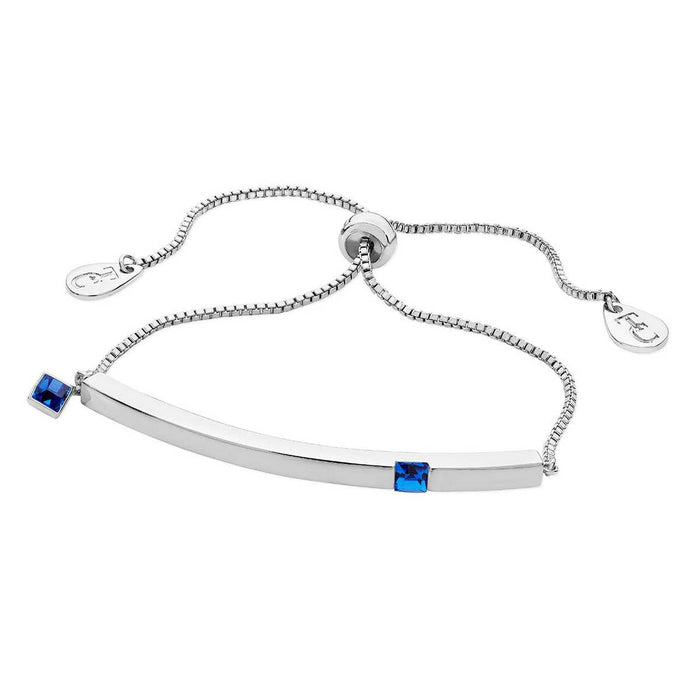 Tipperary Crystal Silver Bar Birthstone Bracelet Sapphire Crystal-September│126466