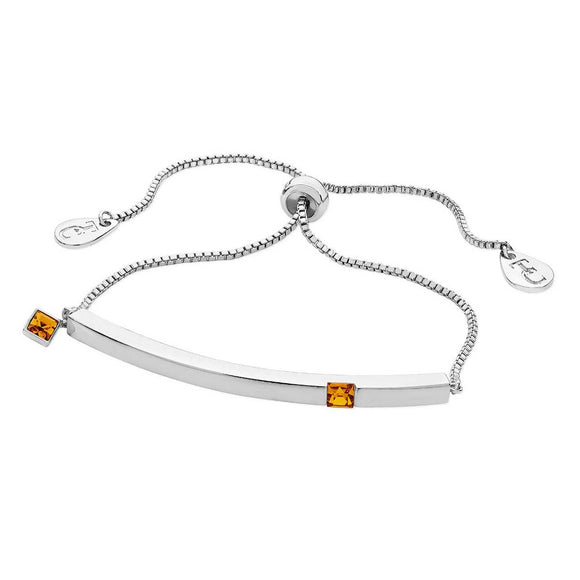 Tipperary Crystal Silver Bar Birthstone Bracelet Citrine Crystal-November│126480
