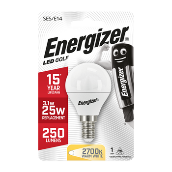 Energizer LED 3.4W (25W) E14 Opal Golf Ball Light Bulb | 1791-18