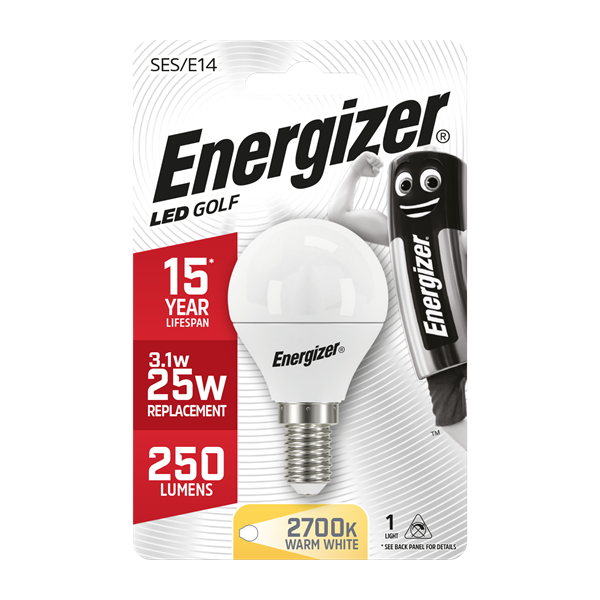 Energizer LED 3.4W (25W) E14 Opal Golf Ball Light Bulb | 1791-18