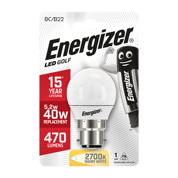 Energizer LED 5.9W (40W) B22 Opal Golf Ball Light Bulb | 1791-20