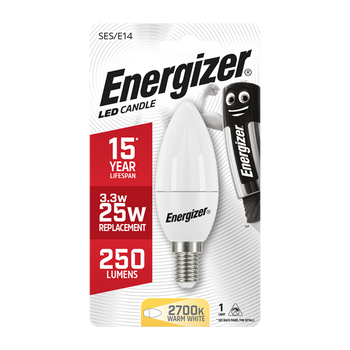 Energizer LED 3.4W (25W) 250 Lumen E14 Opal Candle Light Bulb | 1791-30