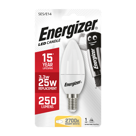 Energizer LED 3.4W (25W) 250 Lumen E14 Opal Candle Light Bulb | 1791-30