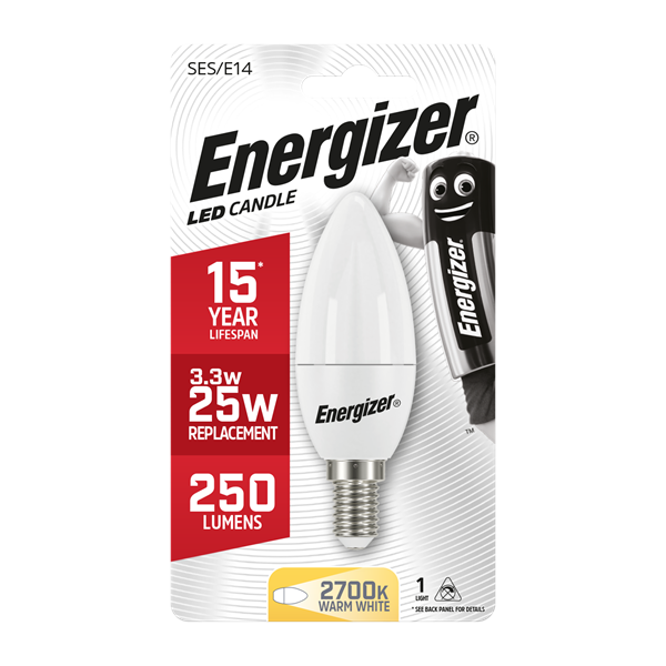 Energizer LED 3.4W (25W) 250 Lumen E14 Opal Candle Light Bulb | 1791-30