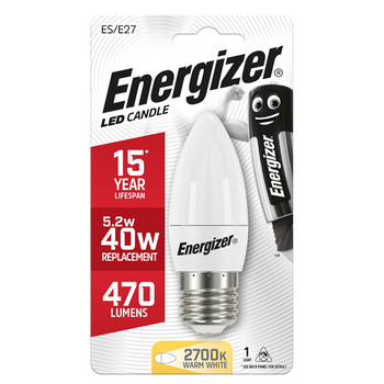 Energizer LED 5.9W (40W) E27 Opal Candle Light Bulb | 1791-34