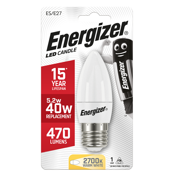 Energizer LED 5.9W (40W) E27 Opal Candle Light Bulb | 1791-34