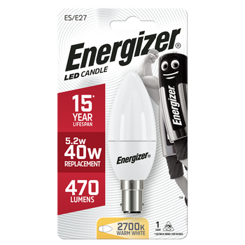 Energizer LED 5.9W (40W) B15 Opal Candle Light Bulb | 1791-36