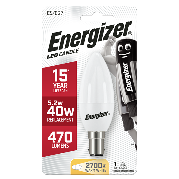 Energizer LED 5.9W (40W) B15 Opal Candle Light Bulb | 1791-36