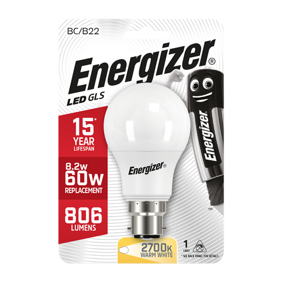 Energizer 9.6W (60W) BC GLS LED Light Bulb | 1792-16