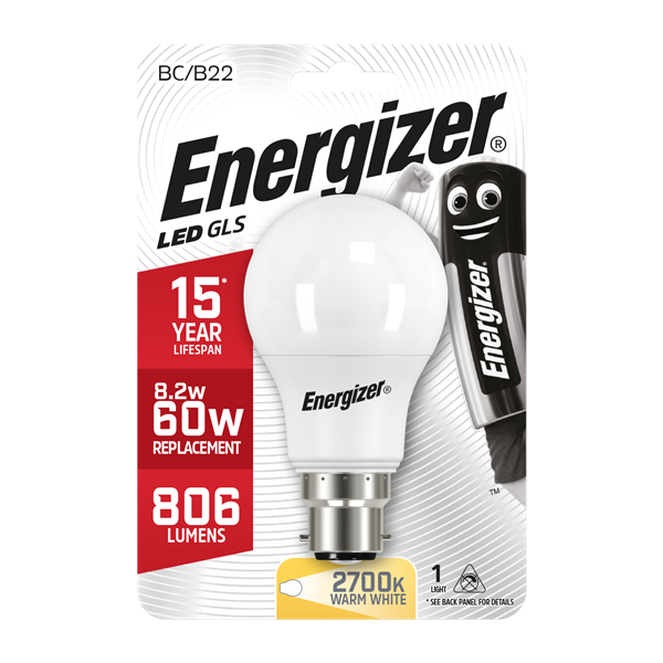 Energizer 9.6W (60W) BC GLS LED Light Bulb | 1792-16