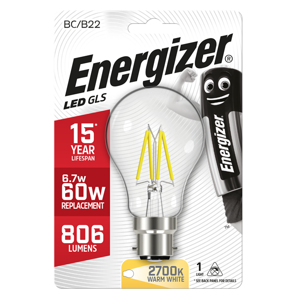 Energizer 6.2W (60W) B22 GLS LED Light Bulb │1810-16