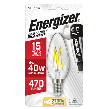 Energizer 4W (40W) E14 Clear LED Candle Light Bulb │1810-26