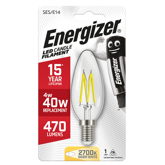 Energizer 4W (40W) E14 Clear LED Candle Light Bulb │1810-26