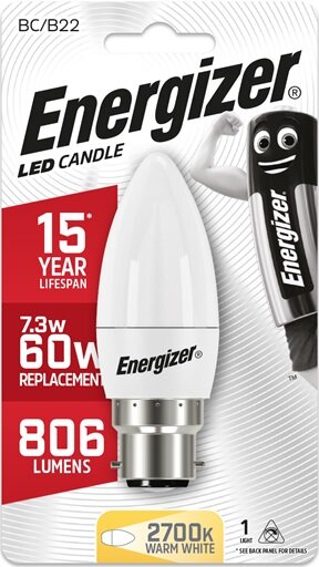 Energizer 7.3W (60W) B22 LED Candle Light Bulb│1837-26