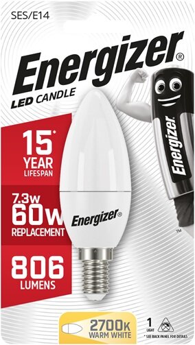 Energizer 7.3W (60W) E14 LED Candle Light Bulb│1837-28