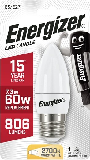 Energizer 7.3W (60W) E27 LED Candle Light Bulb | 1837-30