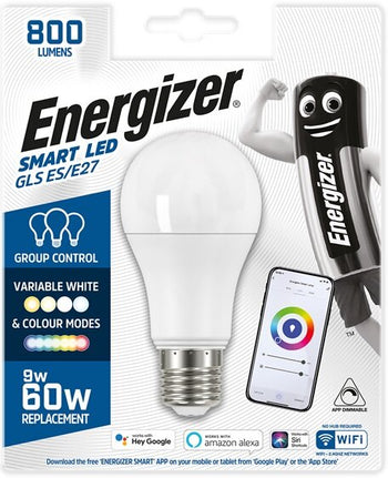 Energizer 9W (60W) E27 LED ''Smart'' Colour Changing GLS Light Bulb │1838-28