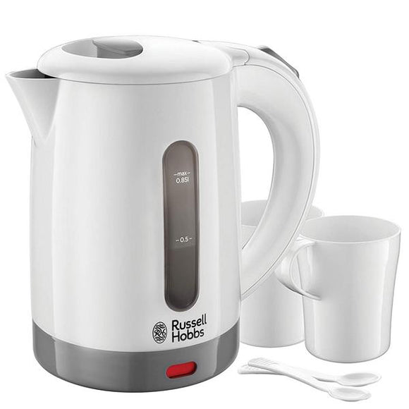Russell Hobbs Travel 0.85L Kettle with Cups & Spoons-White│23840