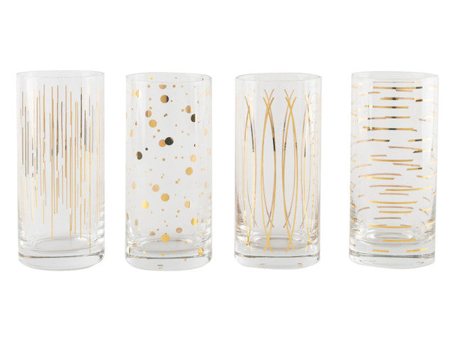 Mikasa Cheers Metallic Gold High Ball Glasses│5140628