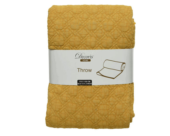 Cotton Throw, Yellow with Fringe│803247