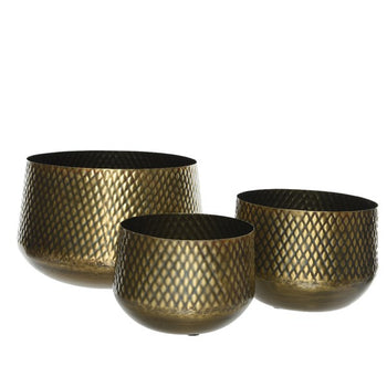 Gold Antique Round Zinc Planter│889678