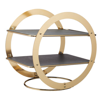 Artesá 2-Tier Geometric Brass Finished Serving Stand with Slate Serving Platters│ART2TSERVWHE