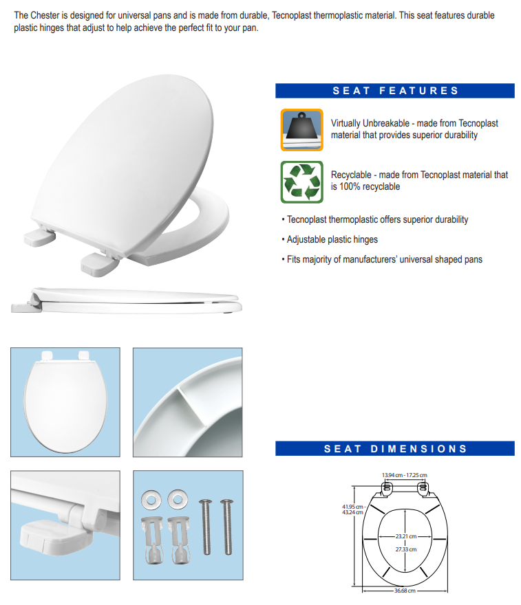 Bemis Chester Solid Toilet Seat | CC01