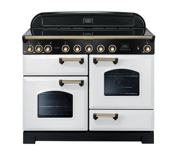 Rangemaster Classic Deluxe 110cm Induction Range Cooker - White/Brass│CDL110EIWH/B