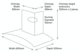 Belling 60cm Curved Glass Chimney Hood-Stainless/Steel | CHIM604GSTA