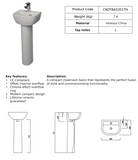 Kota Cloak Room 35cm 1TH Basin | CKOTBAS351TH