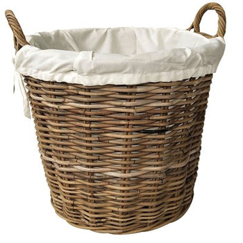 Castle Living Round Rattan Log Basket with Removable Lining│CL406931