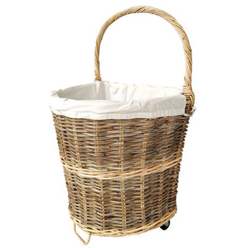 Castle Living Wheeled Rattan Log Basket with Removable Lining│CL406955